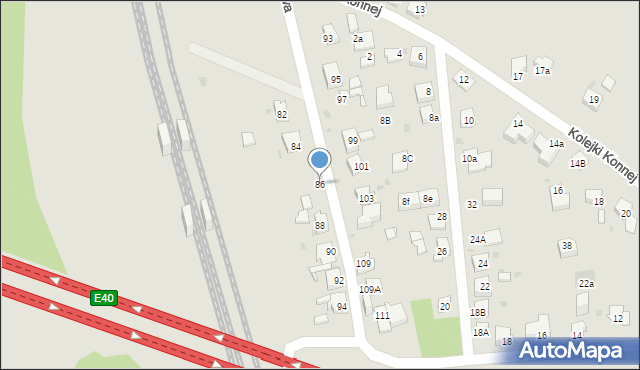 Mysłowice, Kolejowa, 86, mapa Mysłowice