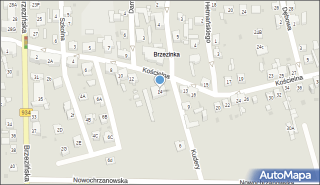 Mysłowice, Kościelna, 14, mapa Mysłowice