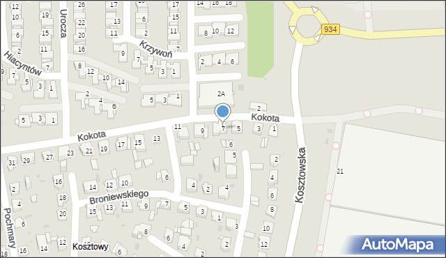 Mysłowice, Kokota Józefa, 7, mapa Mysłowice