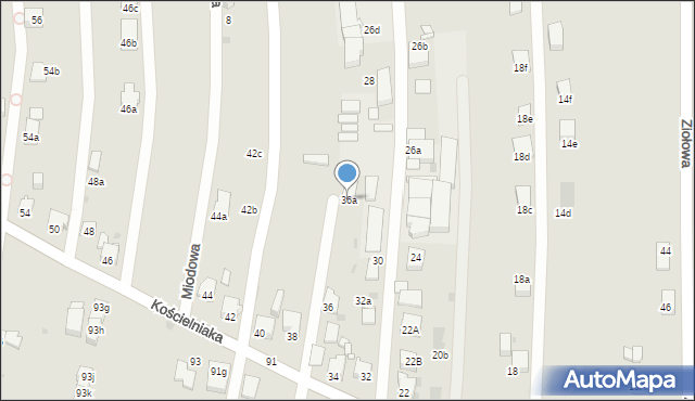 Mysłowice, Kościelniaka Franciszka, 36a, mapa Mysłowice