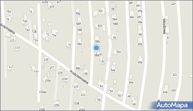Mysłowice, Kościelniaka Franciszka, 66a, mapa Mysłowice