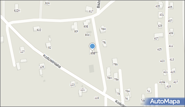 Mysłowice, Kościelniaka Franciszka, 80B, mapa Mysłowice