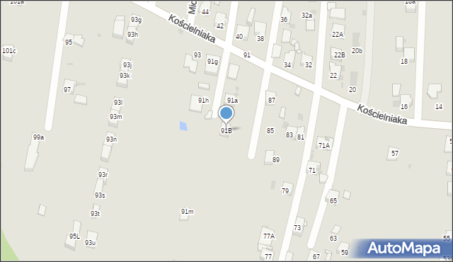 Mysłowice, Kościelniaka Franciszka, 91B, mapa Mysłowice