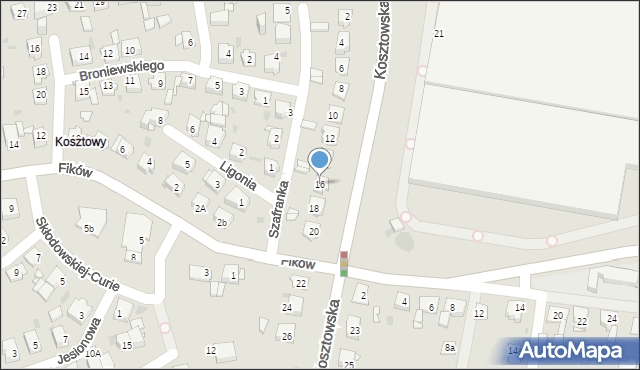 Mysłowice, Kosztowska, 16, mapa Mysłowice