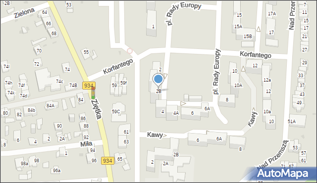 Mysłowice, Korfantego Wojciecha, 2B, mapa Mysłowice