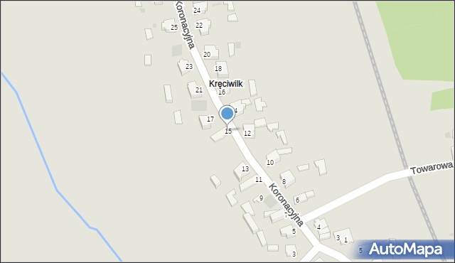 Myszków, Koronacyjna, 15, mapa Myszków