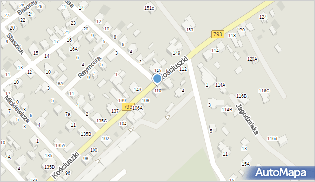 Myszków, Kościuszki Tadeusza, gen., 110, mapa Myszków