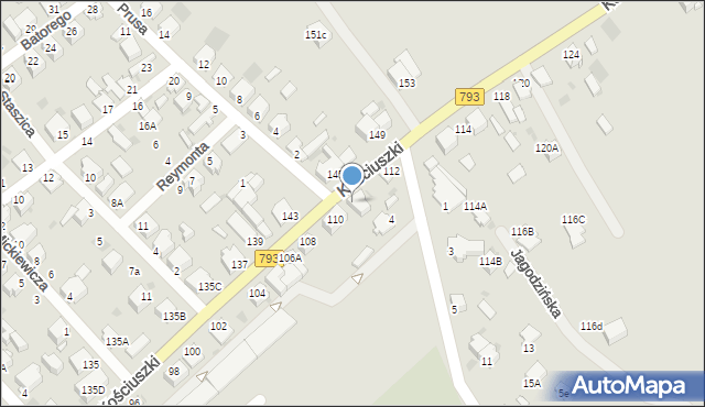 Myszków, Kościuszki Tadeusza, gen., 110A, mapa Myszków