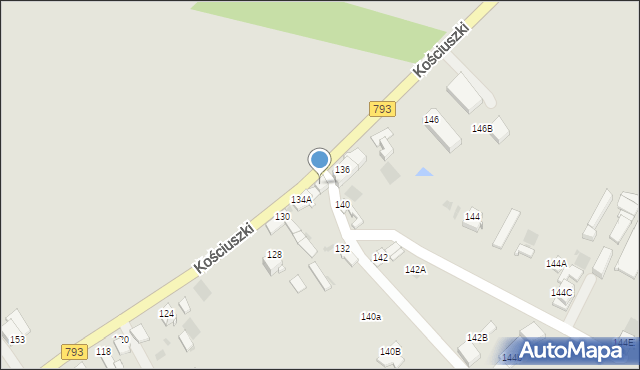 Myszków, Kościuszki Tadeusza, gen., 134B, mapa Myszków