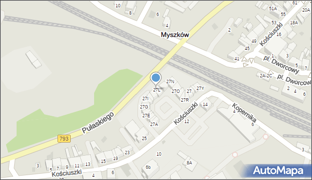 Myszków, Kościuszki Tadeusza, gen., 27L, mapa Myszków