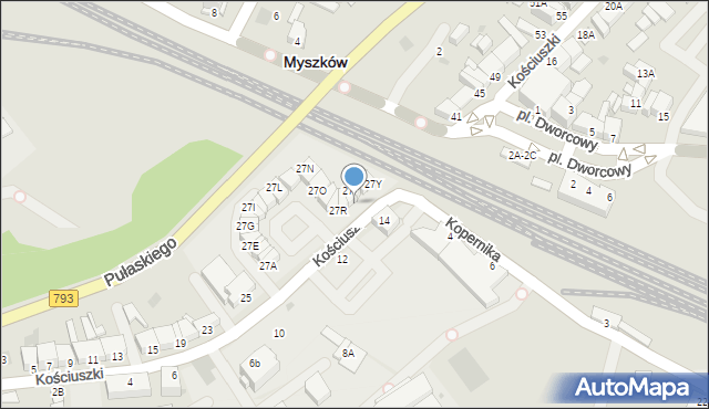 Myszków, Kościuszki Tadeusza, gen., 27T, mapa Myszków