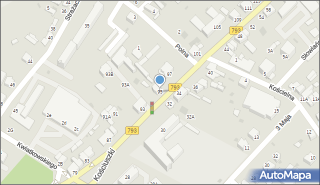 Myszków, Kościuszki Tadeusza, gen., 95, mapa Myszków