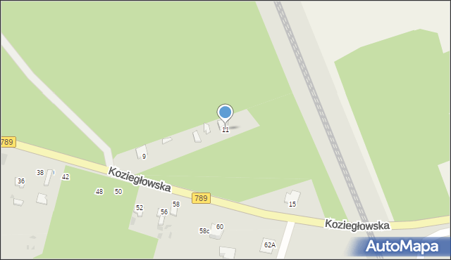 Myszków, Koziegłowska, 11, mapa Myszków