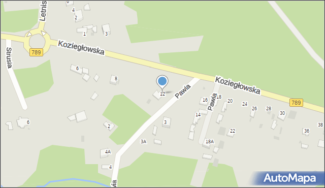 Myszków, Koziegłowska, 12, mapa Myszków