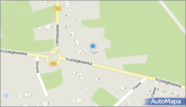 Myszków, Koziegłowska, 3, mapa Myszków