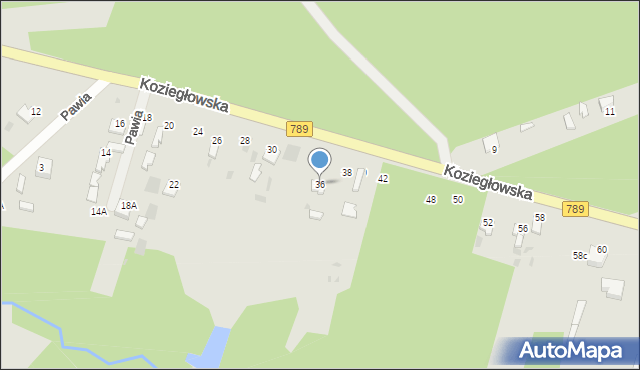 Myszków, Koziegłowska, 36, mapa Myszków