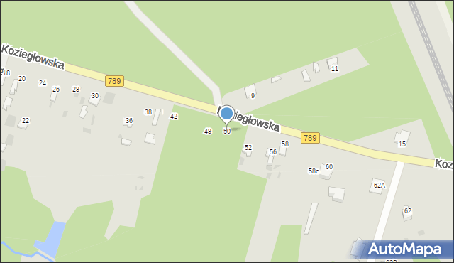 Myszków, Koziegłowska, 50, mapa Myszków