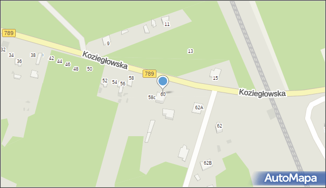 Myszków, Koziegłowska, 60, mapa Myszków
