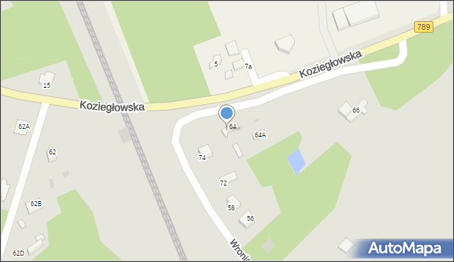 Myszków, Koziegłowska, 64B, mapa Myszków