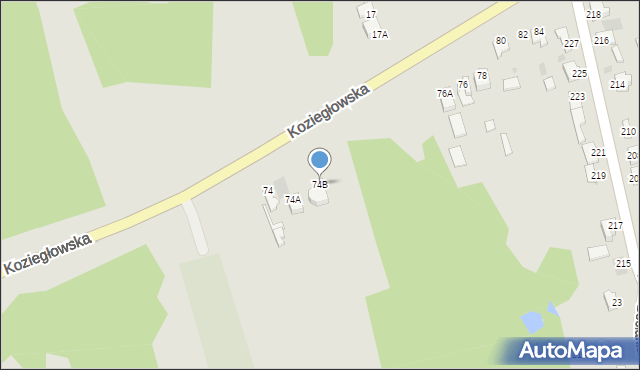 Myszków, Koziegłowska, 74B, mapa Myszków