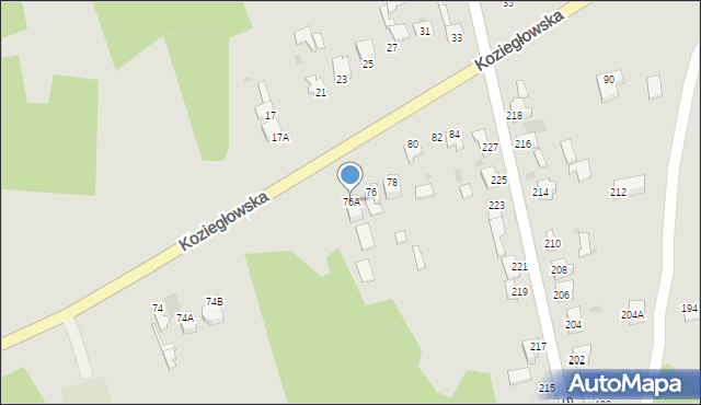 Myszków, Koziegłowska, 76A, mapa Myszków