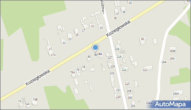 Myszków, Koziegłowska, 82, mapa Myszków