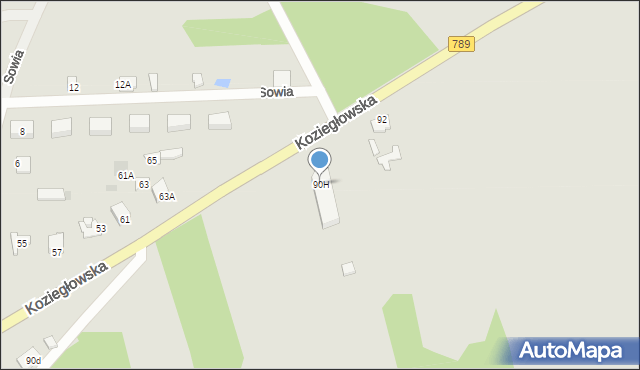 Myszków, Koziegłowska, 90H, mapa Myszków