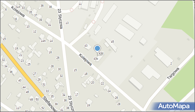 Myszyniec, Kolejowa, 43c, mapa Myszyniec