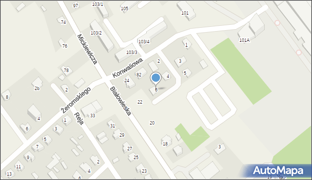 Narew, Konwaliowa, 6, mapa Narew