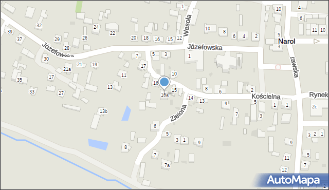 Narol, Kościelna, 16a, mapa Narol