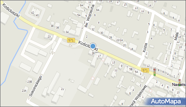 Nasielsk, Kościuszki Tadeusza, gen., 19, mapa Nasielsk