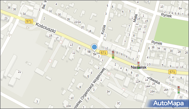 Nasielsk, Kościuszki Tadeusza, gen., 5A, mapa Nasielsk