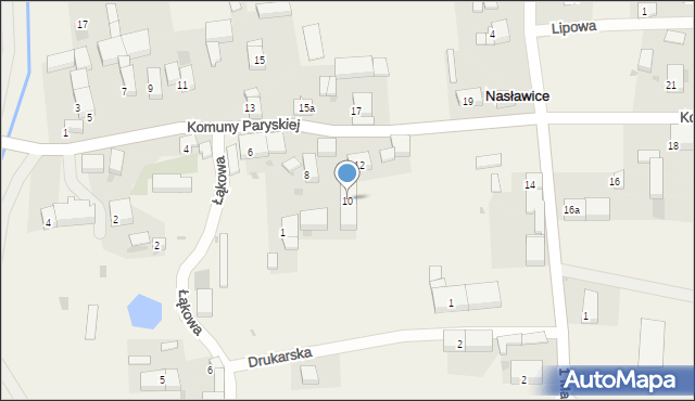 Nasławice, Komuny Paryskiej, 10, mapa Nasławice