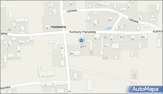 Nasławice, Komuny Paryskiej, 16, mapa Nasławice