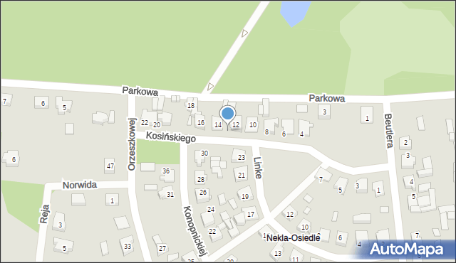 Nekla, Kosińskiego Antoniego, gen., 12a, mapa Nekla