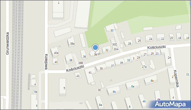 Nidzica, Kościuszki Tadeusza, gen., 34, mapa Nidzica