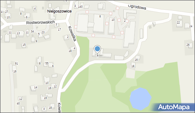 Niegoszowice, Kowalika Jana, 7, mapa Niegoszowice