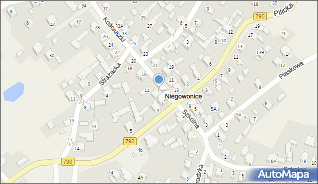 Niegowonice, Kościuszki Tadeusza, gen., 12, mapa Niegowonice