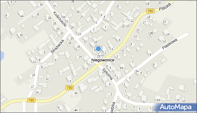 Niegowonice, Kościuszki Tadeusza, gen., 13, mapa Niegowonice