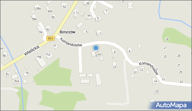 Niepołomice, Komandosów, 4, mapa Niepołomice