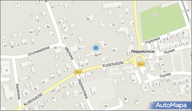 Niepołomice, Kościuszki Tadeusza, gen., 4a, mapa Niepołomice