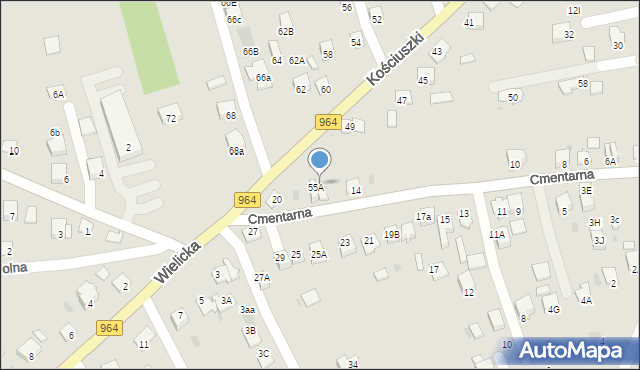 Niepołomice, Kościuszki Tadeusza, gen., 55B, mapa Niepołomice