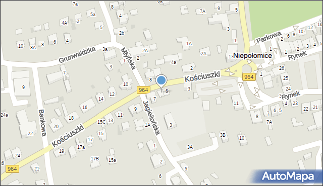 Niepołomice, Kościuszki Tadeusza, gen., 5a, mapa Niepołomice