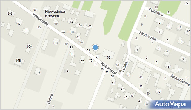 Niewodnica Korycka, Kościuszki Tadeusza, gen., 56, mapa Niewodnica Korycka