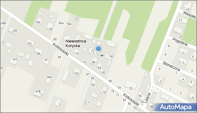 Niewodnica Korycka, Kościuszki Tadeusza, gen., 66A, mapa Niewodnica Korycka