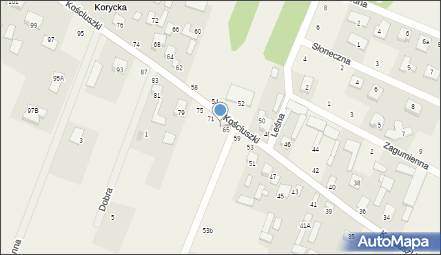 Niewodnica Korycka, Kościuszki Tadeusza, gen., 67, mapa Niewodnica Korycka