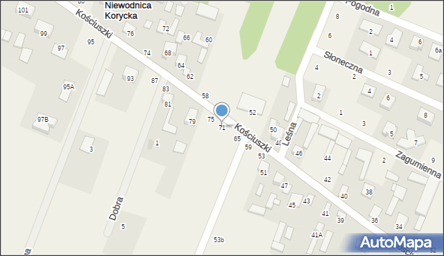 Niewodnica Korycka, Kościuszki Tadeusza, gen., 71, mapa Niewodnica Korycka