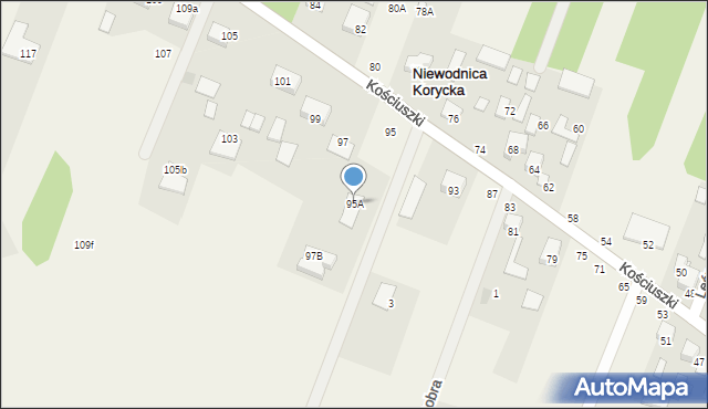 Niewodnica Korycka, Kościuszki Tadeusza, gen., 95A, mapa Niewodnica Korycka