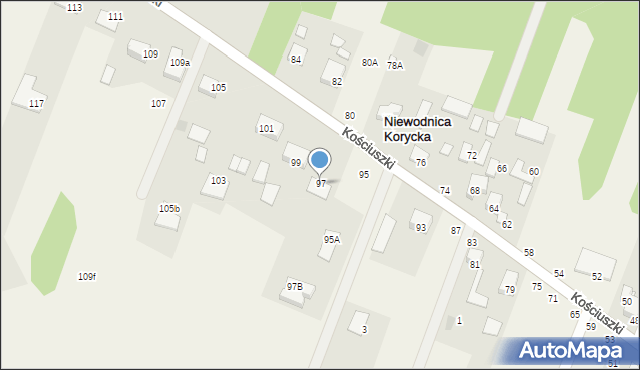 Niewodnica Korycka, Kościuszki Tadeusza, gen., 97, mapa Niewodnica Korycka