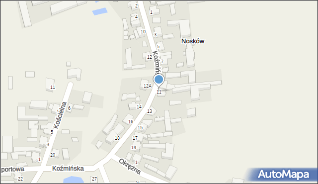 Nosków, Koźmińska, 11, mapa Nosków